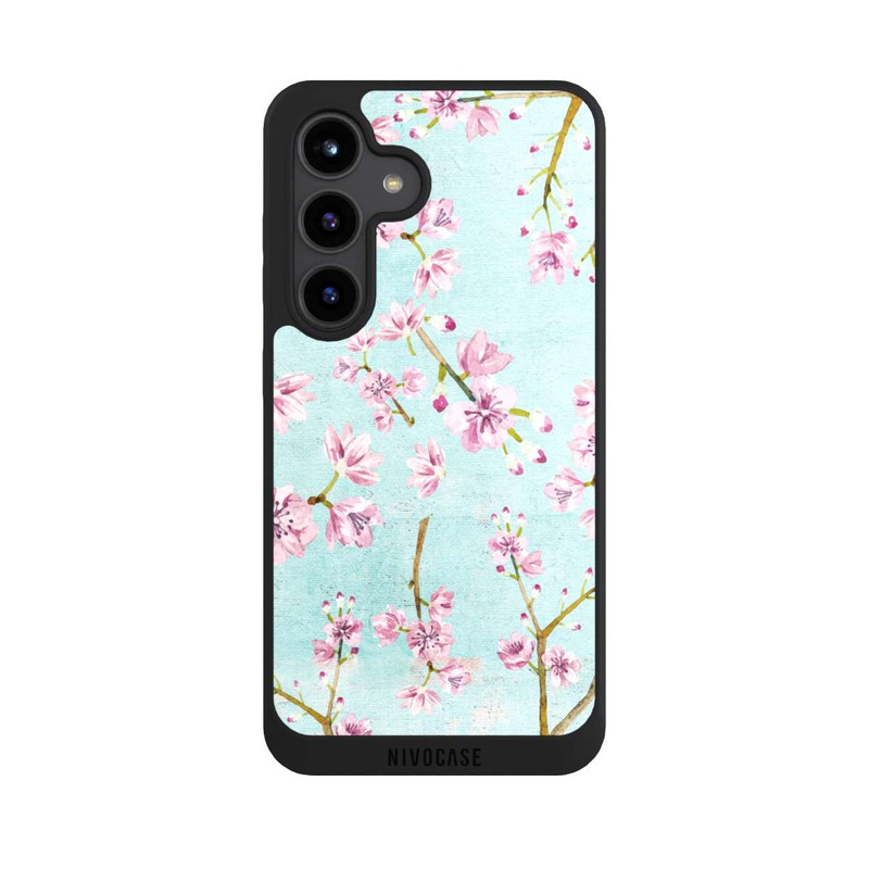 Galaxy S24 NIVOpure Motif de brindilles de fleurs de cerisier bleu clair