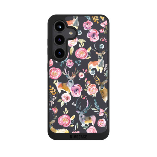 Samsung Galaxy S24 NIVOpure Hirsche und Blumen Anthrazit
