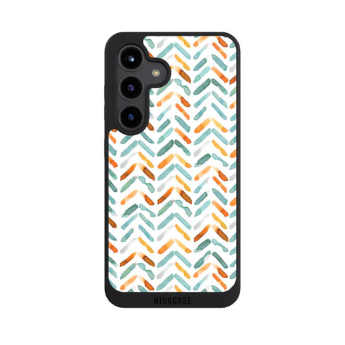 Samsung Galaxy S24 NIVOpure Elegantes Herbstchevron Blau Orange