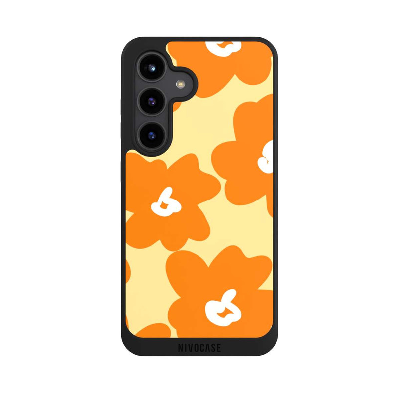 Galaxy S24 NIVOpure Retro floral pattern Päivi yellow orange