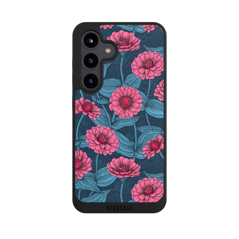 Galaxy S24 NIVOpure Flower Pattern Pink And Blue Illustration