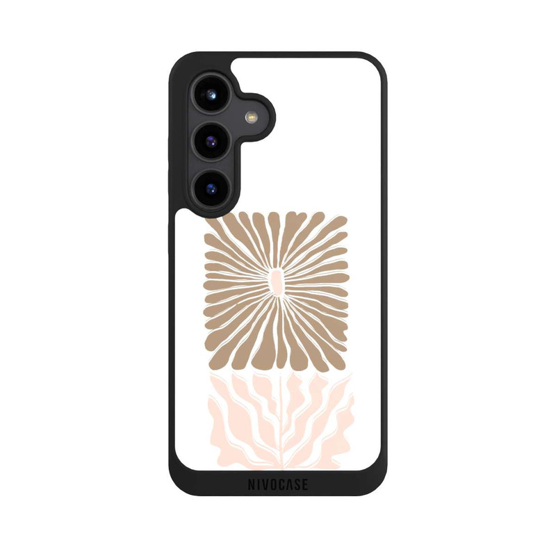 Galaxy S24 NIVOpure Fleur Boho Caramel sur Blanc