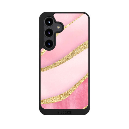 Samsung Galaxy S24 NIVOpure Streifen Pink Marmor Golddruck