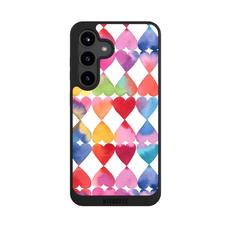Galaxy S24 NIVOpure Colorful Watercolor Hearts Pattern