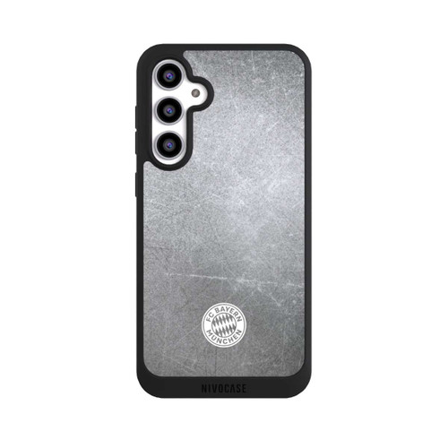 Samsung Galaxy S23 FE NIVOpure Klassisches FCB Logo Klein - Weiß auf Metalllook