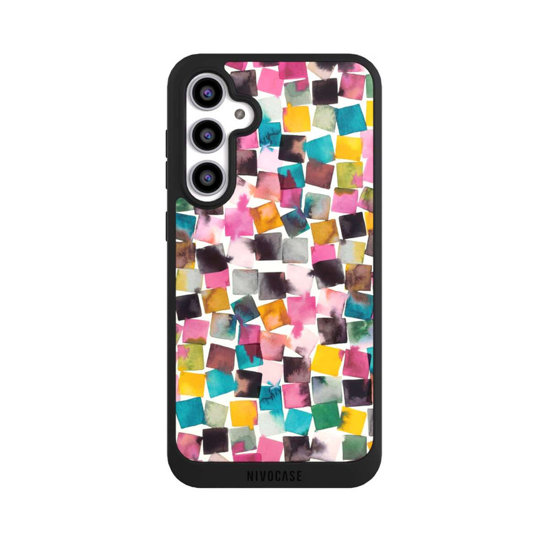 Galaxy S23 FE NIVOpure Plaids Géométriques Aquarelle Rose