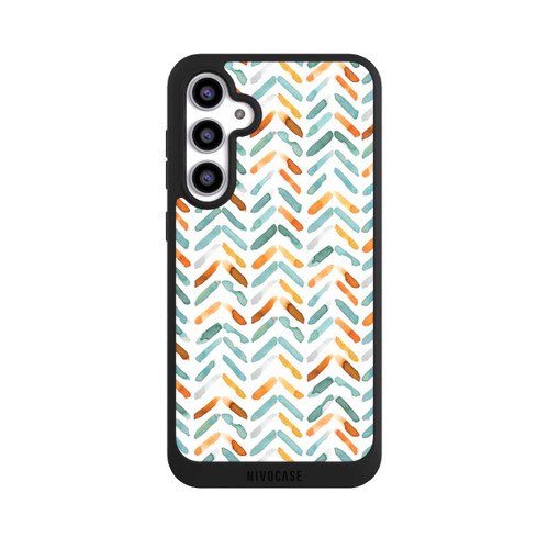 Samsung Galaxy S23 FE NIVOpure Elegantes Herbstchevron Blau Orange