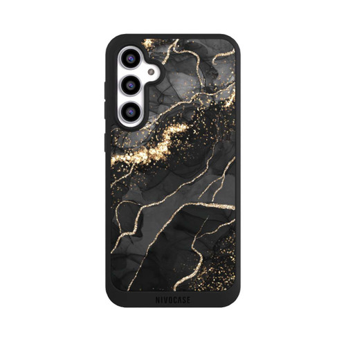 Samsung Galaxy S23 FE NIVOpure Look Spirales de Marbre Sombre &amp; Or