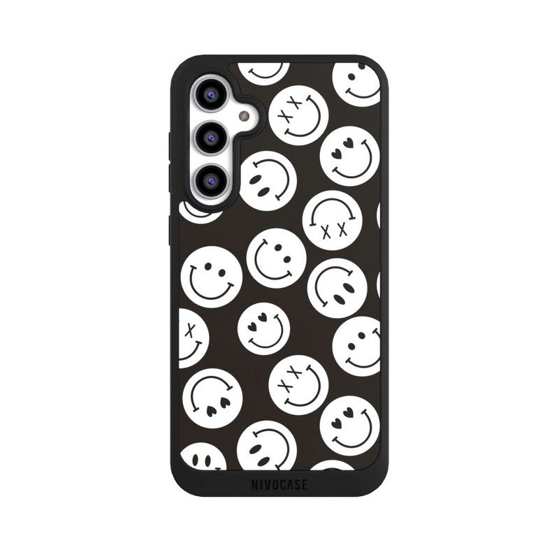 Galaxy S23 FE NIVOpure Smiles Emotes Pattern Black And White