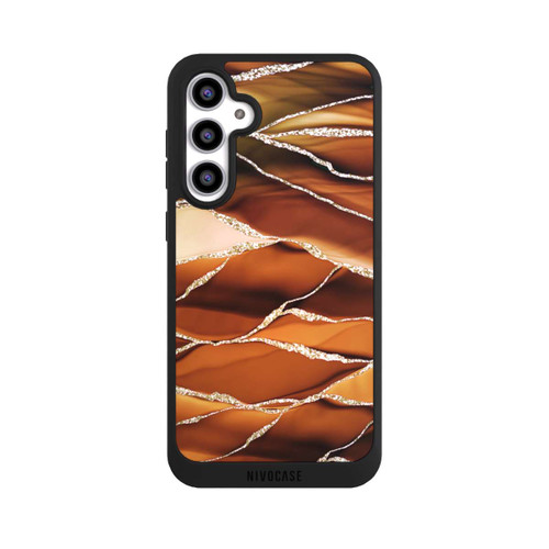 Samsung Galaxy S23 FE NIVOpure Braune Marmorstreifen im Glitzer Look