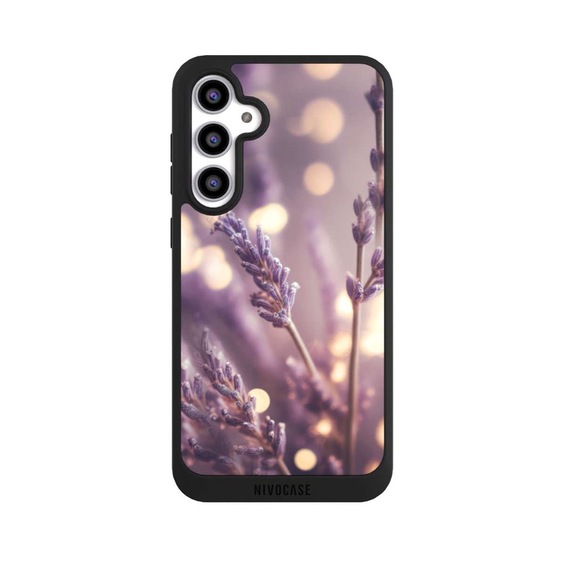 Galaxy S23 FE NIVOpure Lavande en gros plan avec IA