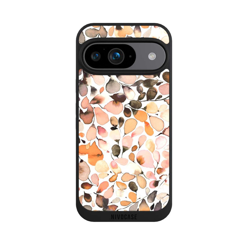 Pixel 9 NIVOpure Eucalyptus Watercolor Leaves Dark Brown Autumn