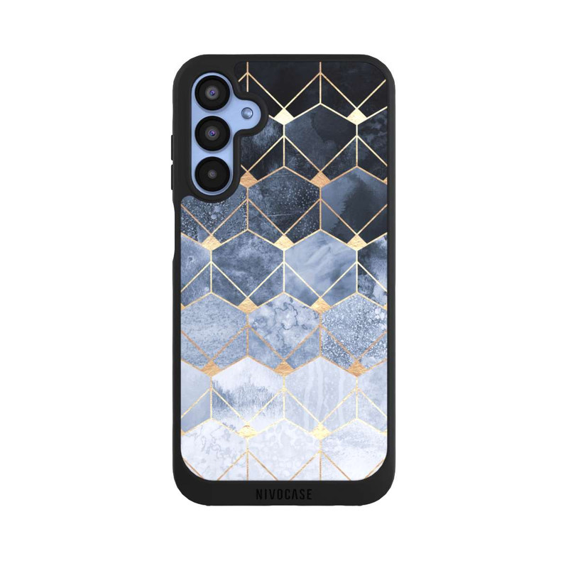 Galaxy A15 5G NIVOpure Blaue Sechsecke und Diamanten Golddruck