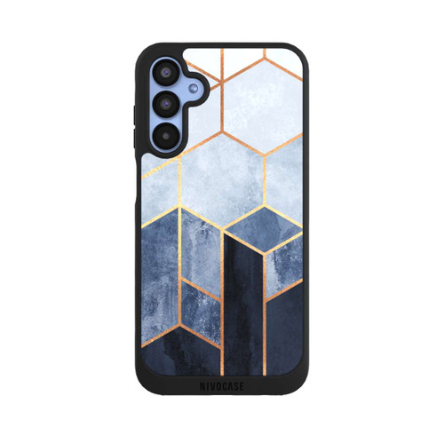 Samsung Galaxy A15 5G NIVOpure Blauer Farbverlauf Sechsecke Golddruck
