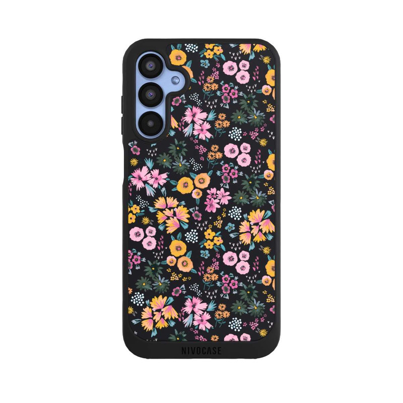 Galaxy A15 5G NIVOpure Kleine bunte Blumen Schwarz 2