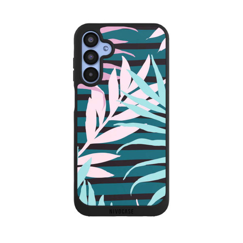 Samsung Galaxy A15 5G NIVOpure Feuilles de jungle pastel rose sarcelle