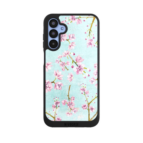 Samsung Galaxy A15 5G NIVOpure Motif de brindilles de fleurs de cerisier bleu clair