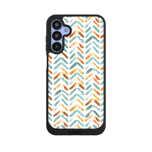 Samsung Galaxy A15 5G NIVOpure Elegantes Herbstchevron Blau Orange