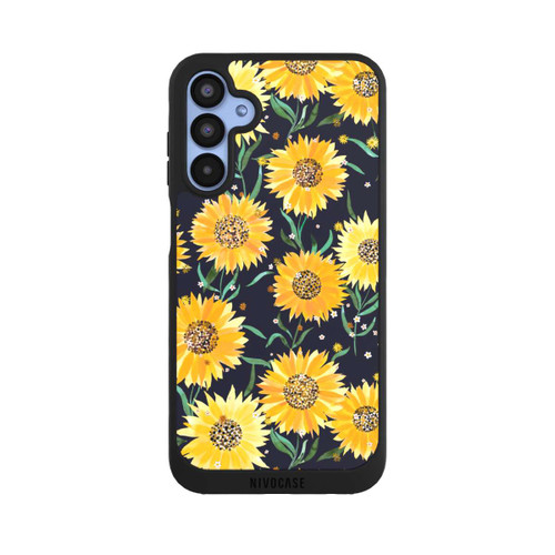 Samsung Galaxy A15 5G NIVOpure Fleurs de Tournesol sur Fond Noir