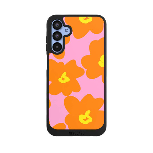 Samsung Galaxy A15 5G NIVOpure Retro Blumenmuster Pink und Orange