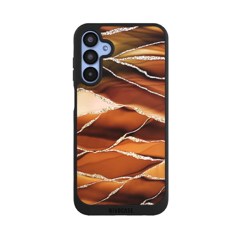 Galaxy A15 5G NIVOpure Braune Marmorstreifen im Glitzer Look