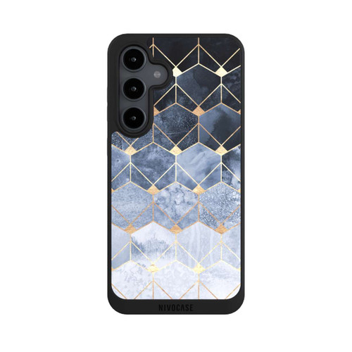 Samsung Galaxy S24 FE 5G NIVOpure Blue Hexagons And Diamonds Gold Print