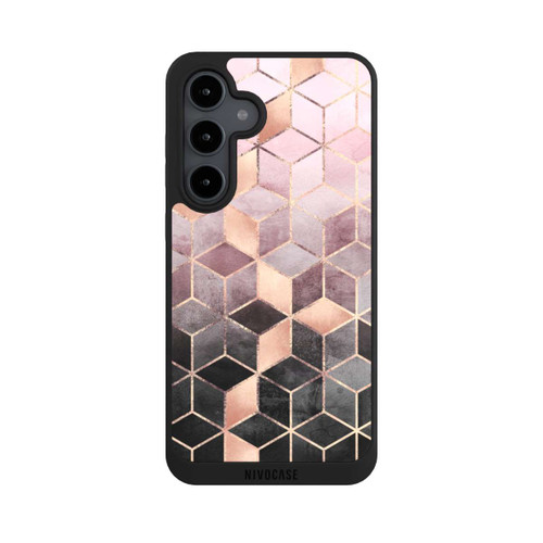 Samsung Galaxy S24 FE 5G NIVOpure Imprimé Cubes Dégradés Gris Rose