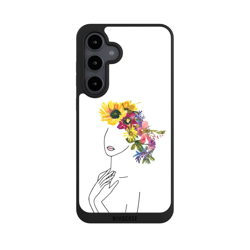 Galaxy S24 FE NIVOpure Line Art femme et couronne de fleurs