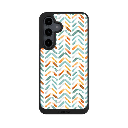 Samsung Galaxy S24 FE 5G NIVOpure Elegantes Herbstchevron Blau Orange