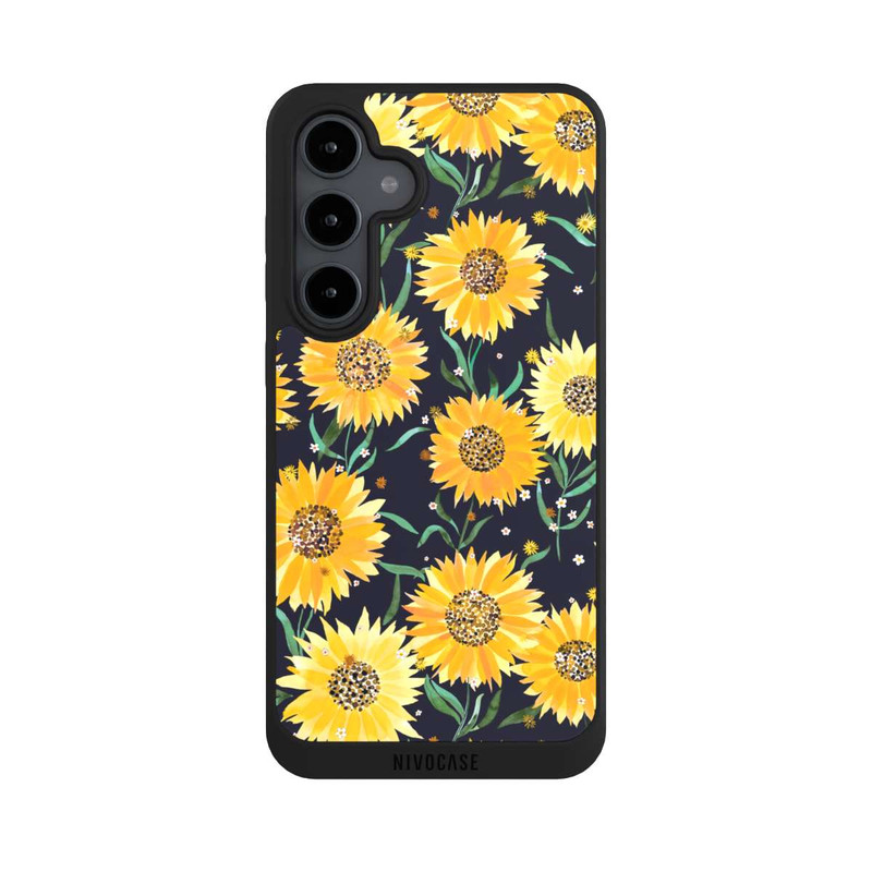 Galaxy S24 FE NIVOpure Fleurs de Tournesol sur Fond Noir
