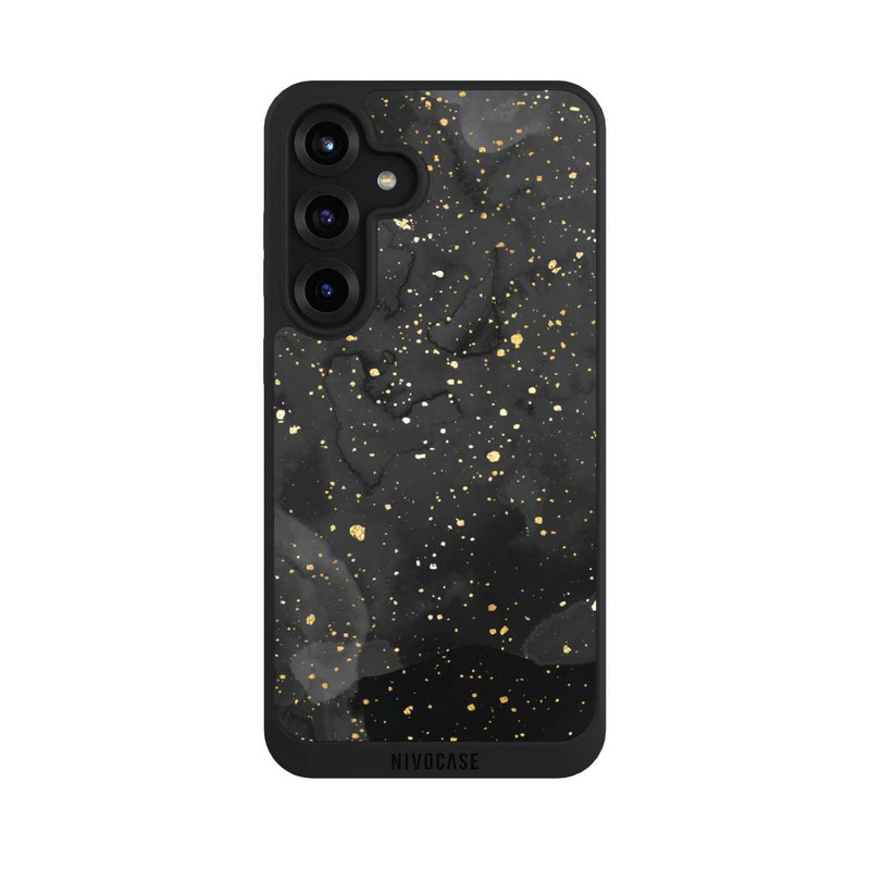 Galaxy S25 + NIVOpure Glitzernder Marmor-Schwarz-Gold-Look