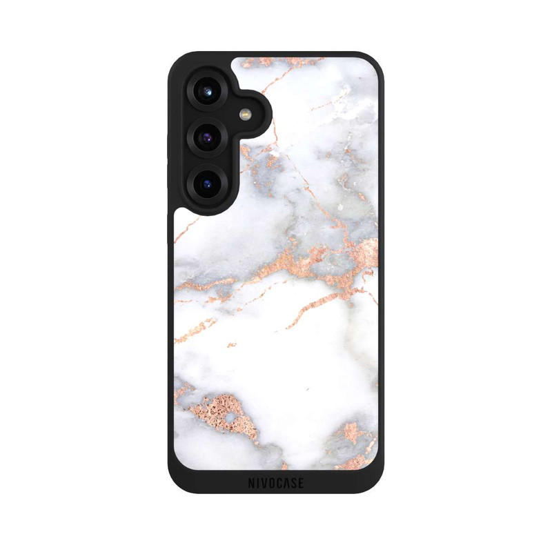 Galaxy S25 + NIVOpure Weißer und goldener Marmorlook