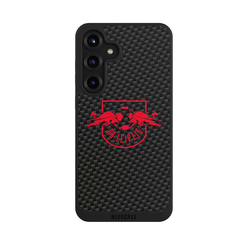 Galaxy S25 + NIVOpure Rotes RB Leipzig Logo auf Carbonoptik