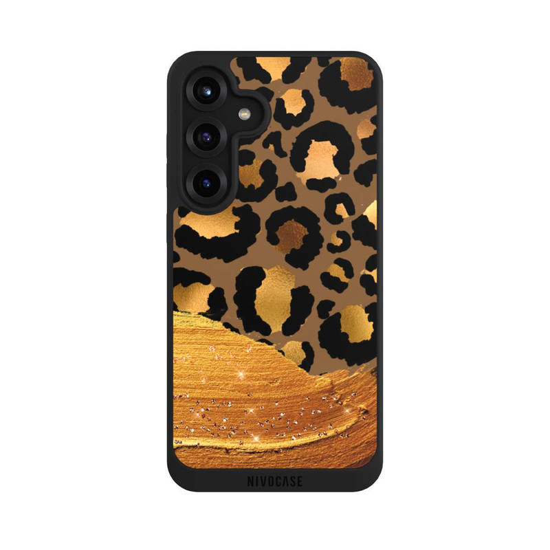 Galaxy S25 + NIVOpure Look pailleté léopard doré foncé
