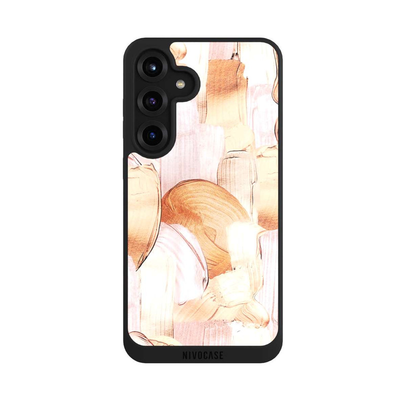 Galaxy S25 + NIVOpure Motif de pinceau blanc/or