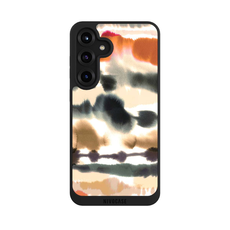 Galaxy S25 + NIVOpure Weiche nautische Aquarelllinien Orange