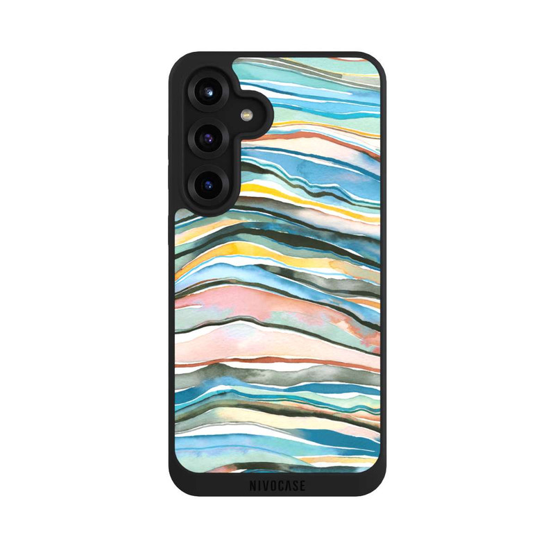Galaxy S25 + NIVOpure Couches d'agate aquarelle bleues