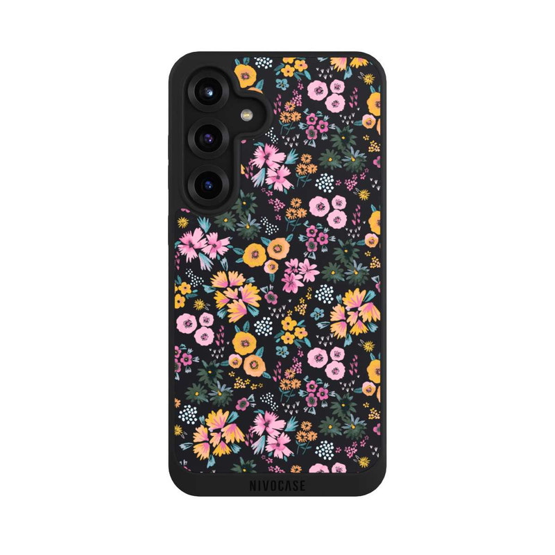 Galaxy S25 + NIVOpure Kleine bunte Blumen Schwarz 2