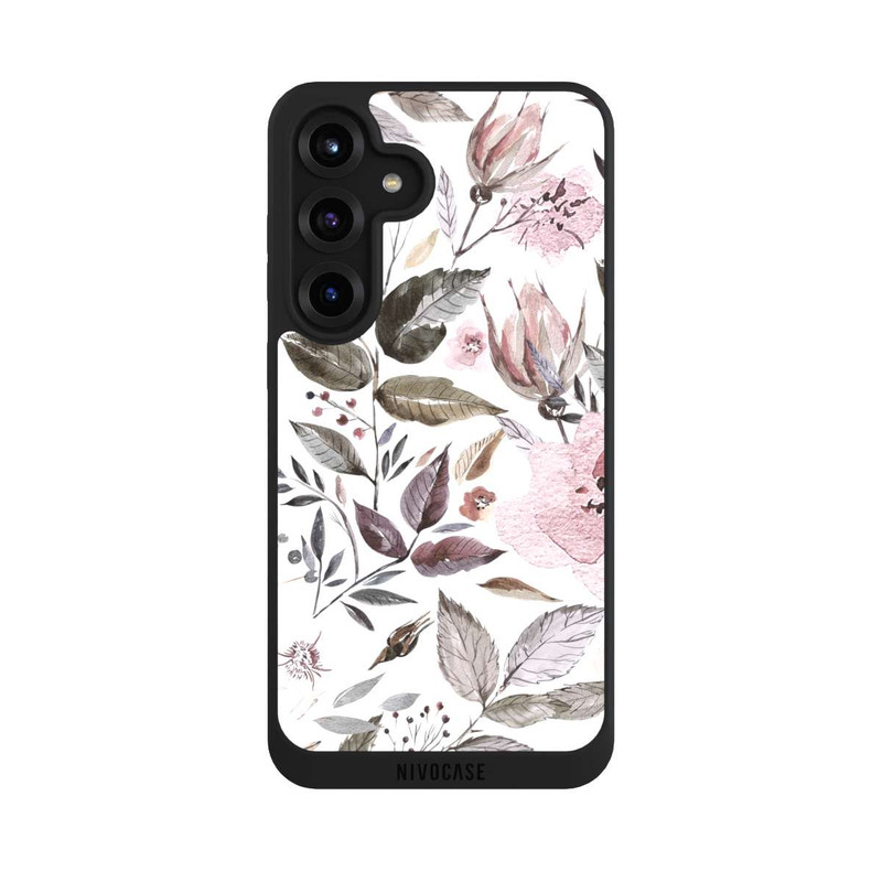 Galaxy S25 + NIVOpure Aquarelle Fleurs Roses Brunes