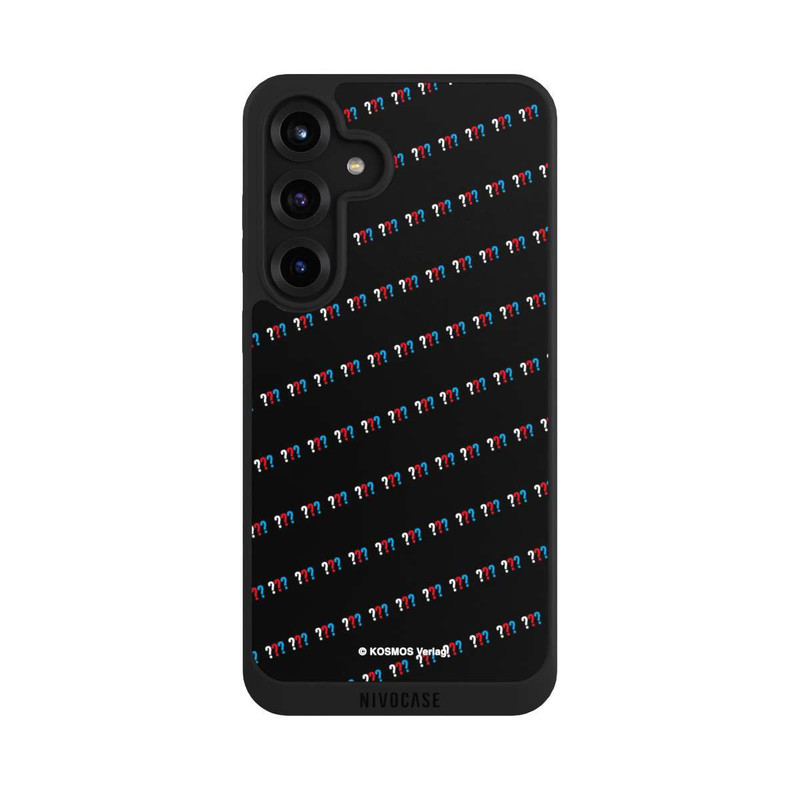 Galaxy S25 + NIVOpure Drei Fragezeichen Muster Schräg