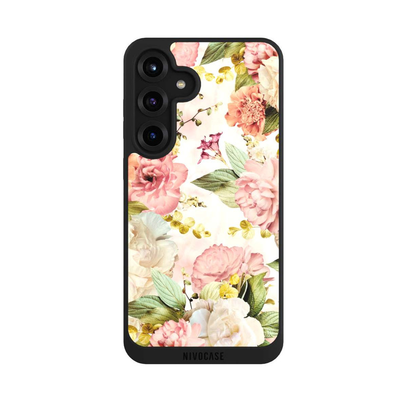 Galaxy S25 + NIVOpure Cadre fleur pivoines beige