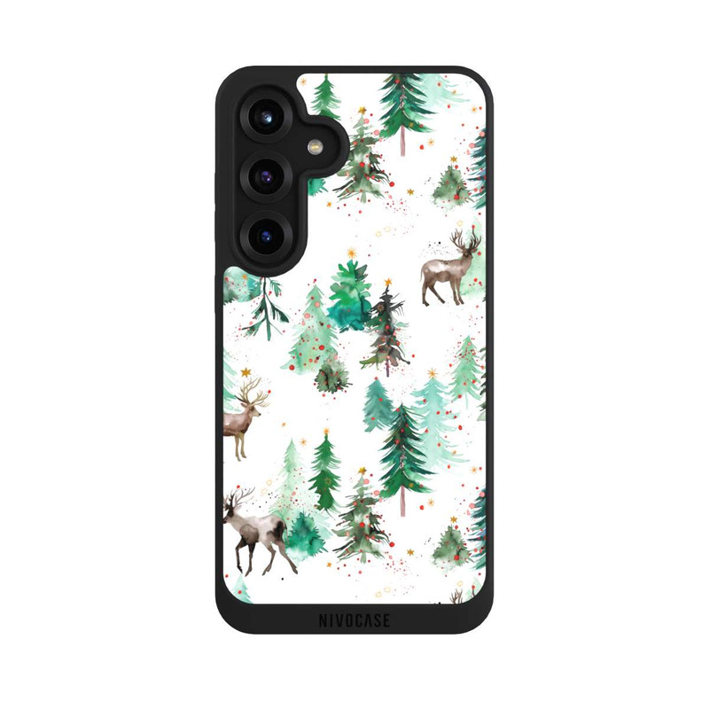 Galaxy S25 + NIVOpure Cerfs et arbres de Noël d'hiver