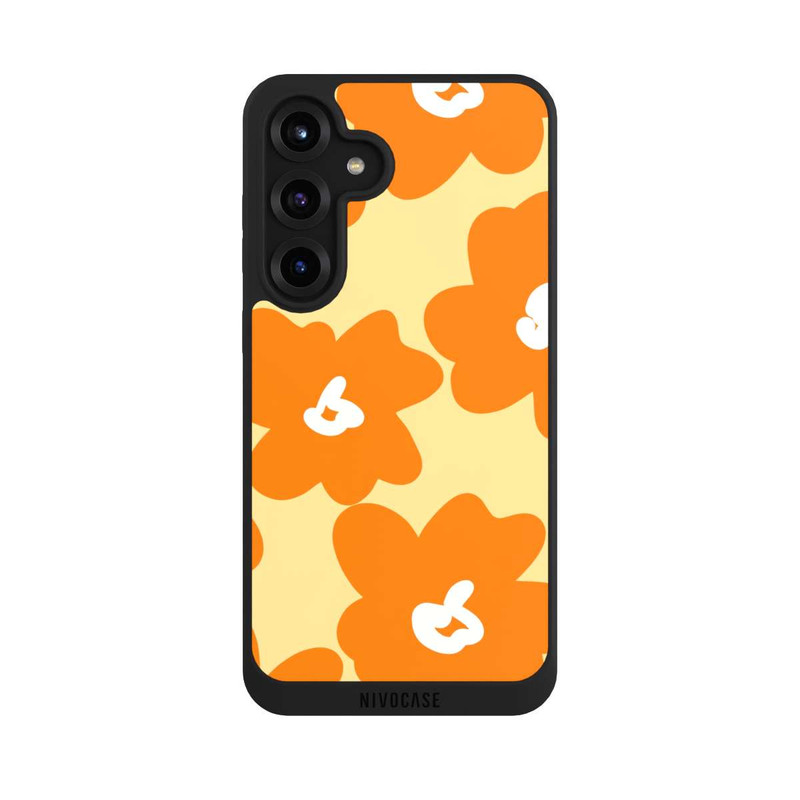 Galaxy S25 + NIVOpure Retro Blumenmuster Päivi Gelb Orange