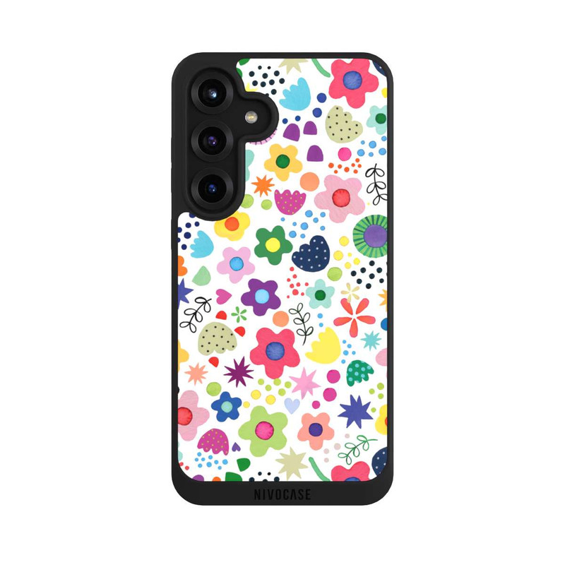 Galaxy S25 + NIVOpure Fleurs psychédéliques colorées