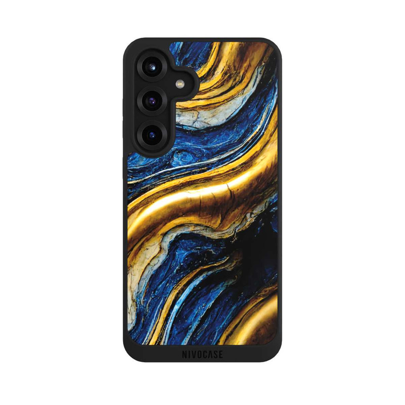 Galaxy S25 + NIVOpure Struktur im Royalblau- und Gold-Look