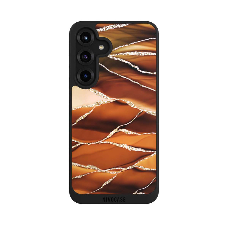 Galaxy S25 + NIVOpure Braune Marmorstreifen im Glitzer Look