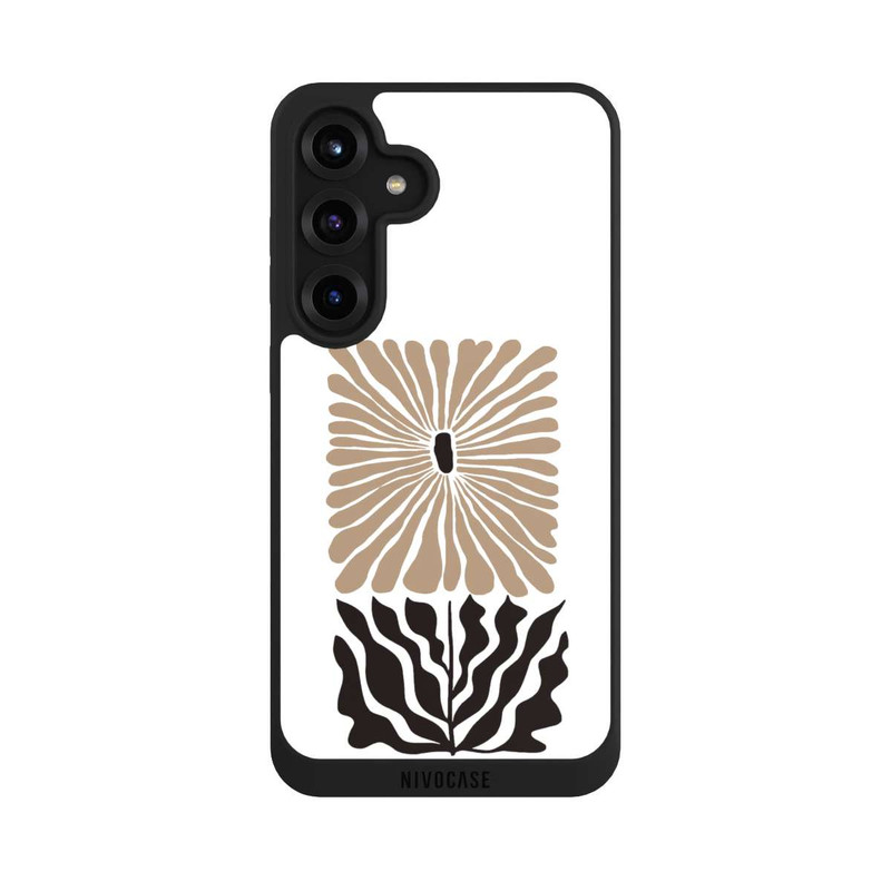 Galaxy S25 + NIVOpure Fleur Bohème Marron sur Blanc