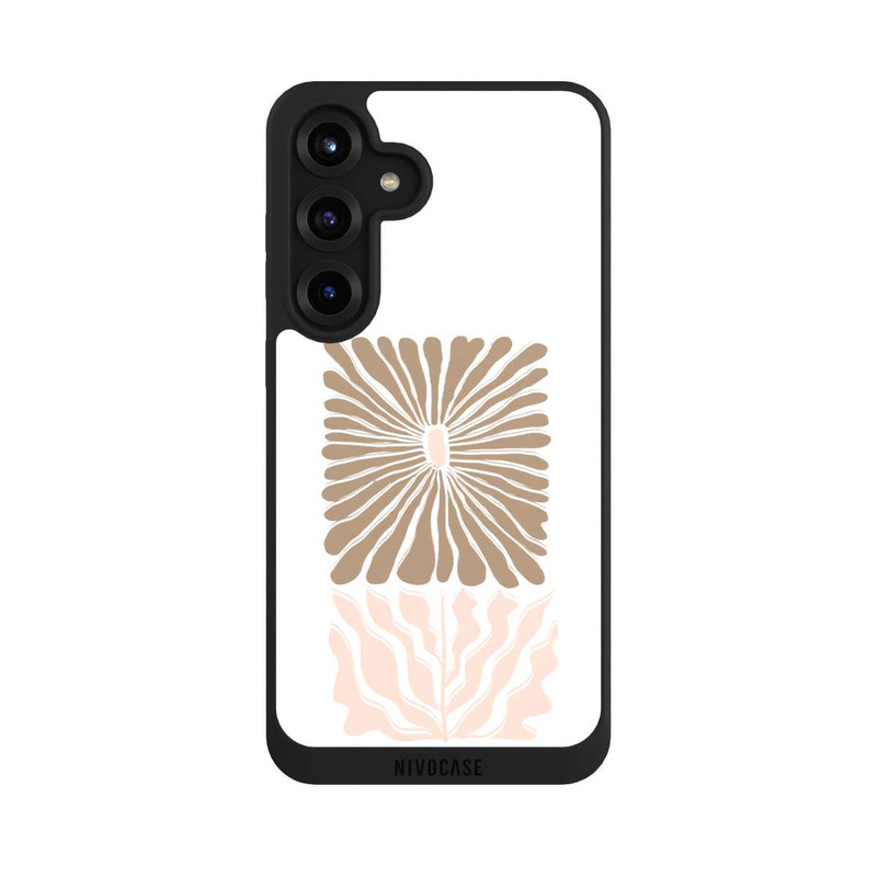 Galaxy S25 + NIVOpure Fleur Boho Caramel sur Blanc