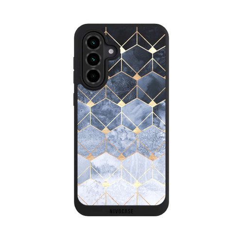 Samsung Galaxy A36 5G NIVOpure Blaue Sechsecke und Diamanten Golddruck