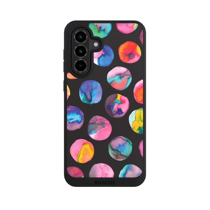 Galaxy A36 5G NIVOpure Bunte Tintenmurmeln Punkte Schwarz